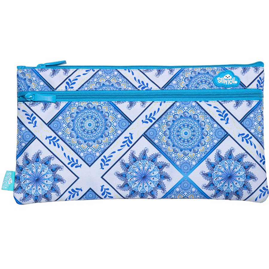 Image for SPENCIL TWIN ZIP PENCIL CASE BOHO BLUE from PaperChase Office National