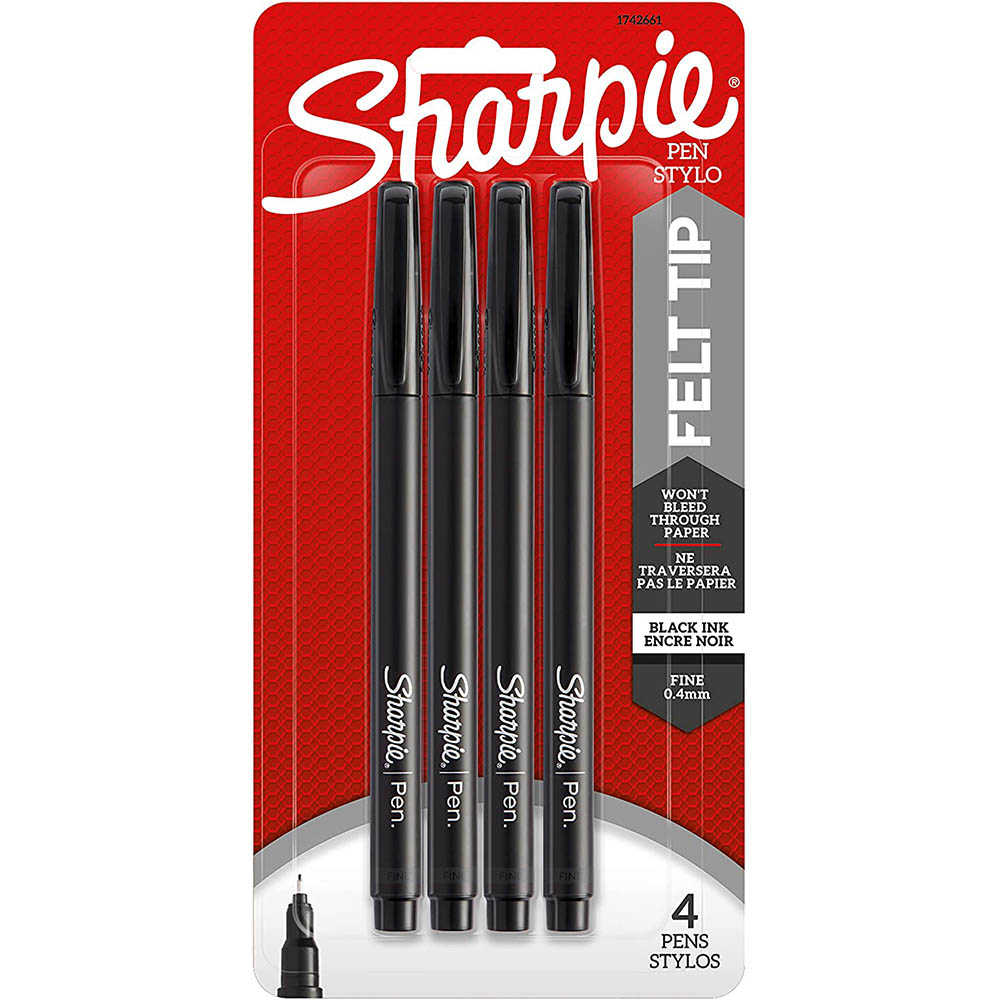 Image for SHARPIE FINELINER PEN 0.4MM BLACK PACK 4 from Axsel Office National