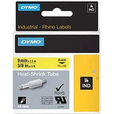 Image for DYMO 18054 RHINO INDUSTRIAL HEAT SHRINK TUBING 9MM BLACK ON YELLOW from Office National Barossa