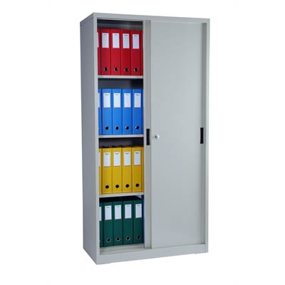Image for STEELCO SLIDING DOOR CABINET 3 SHELVES 1830 X 1500 X 465MM WHITE SATIN from Angletons Office National