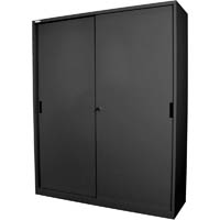 steelco sliding door cabinet 3 shelves 1830 x 914 x 465mm graphite ripple