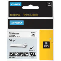 dymo sd18443 rhino industrial tape vinyl 9mm black on white