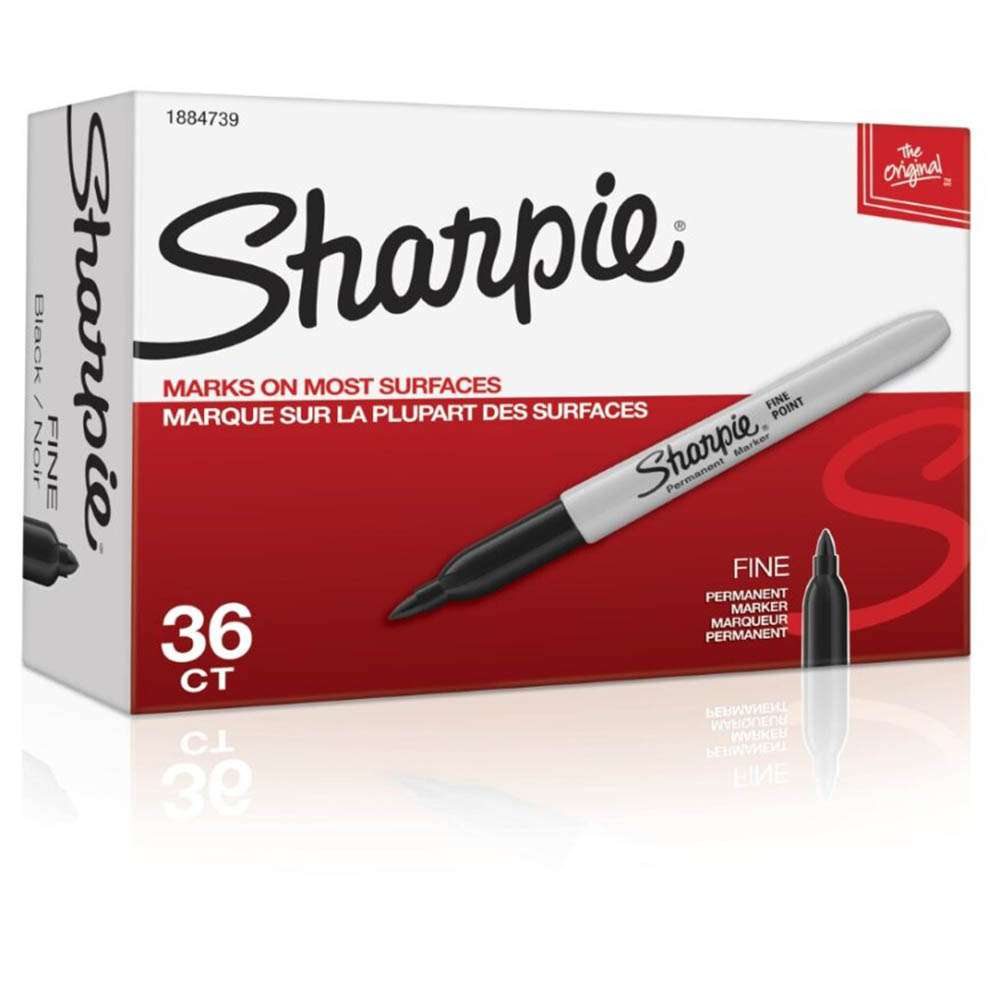 Image for SHARPIE PERMANENT MARKER FINE POINT BLACK PACK 36 from Office National