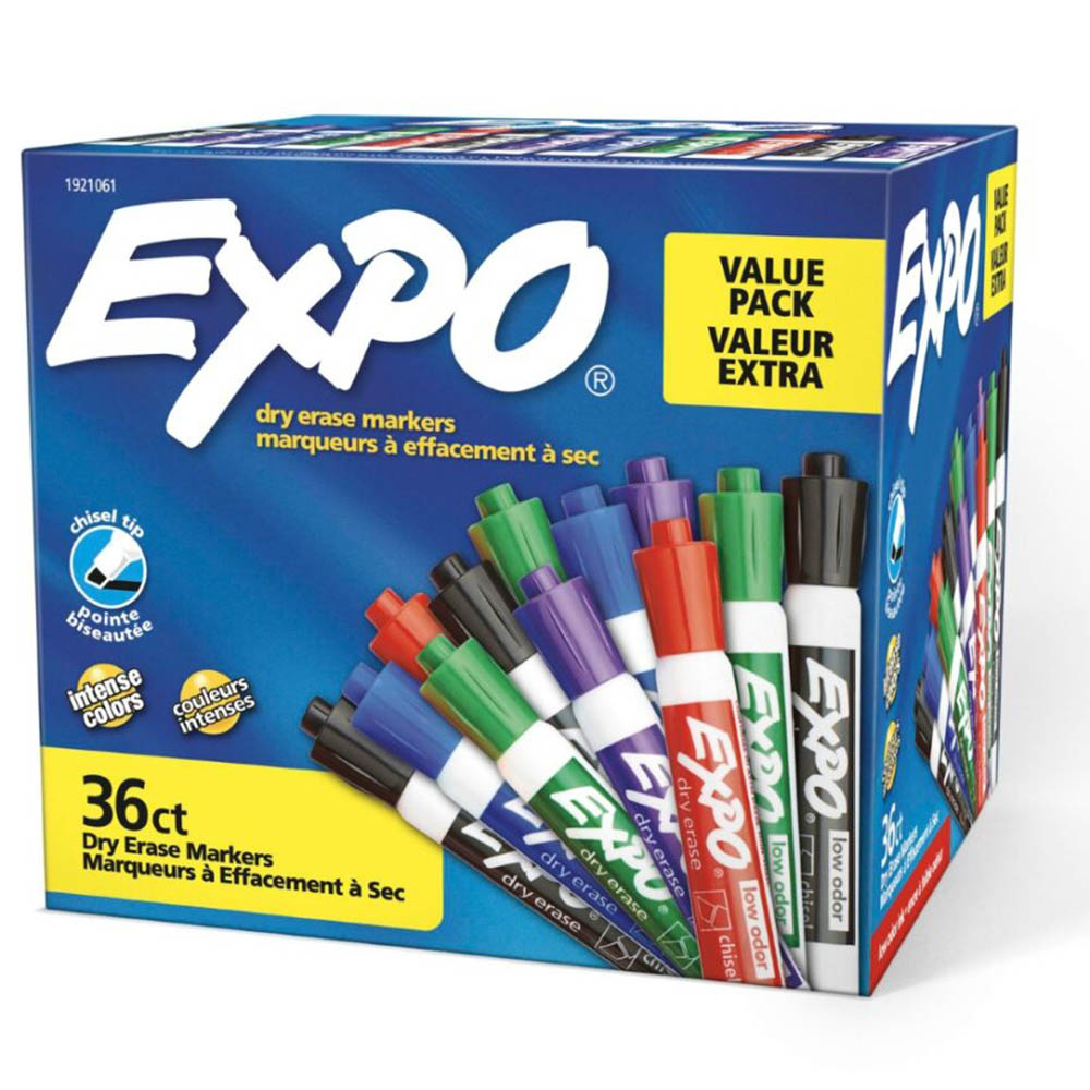 Image for EXPO DRY ERASE MARKER CHISEL ASSORTED PACK 36 from Surry Office National