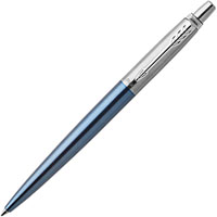 parker jotter ballpoint pen medium blue ink waterloo blue chrome