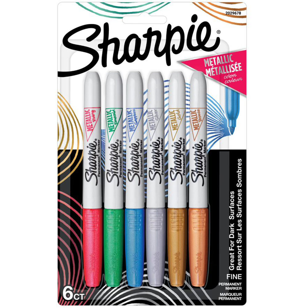 Image for SHARPIE PERMANENT MARKERS METALLIC FINE POINT ASSORTED PACK 6 from PaperChase Office National