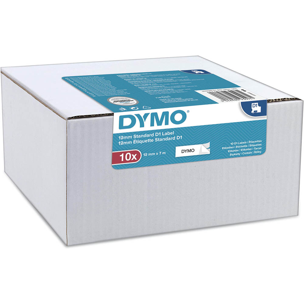 Image for DYMO 45013 D1 LABELLING TAPE 12MM X 7M BLACK ON WHITE BOX 10 from PaperChase Office National