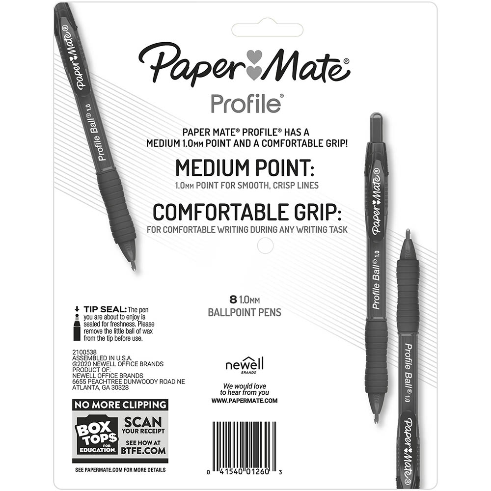 Image for PAPERMATE PROFILE RETRACTABLE BALLPOINT PEN 1.0MM BUSINESS ASSORTED PACK 8 from Surry Office National