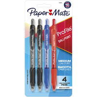 papermate profile retractable ballpoint pen 1.0mm business assorted pack 4