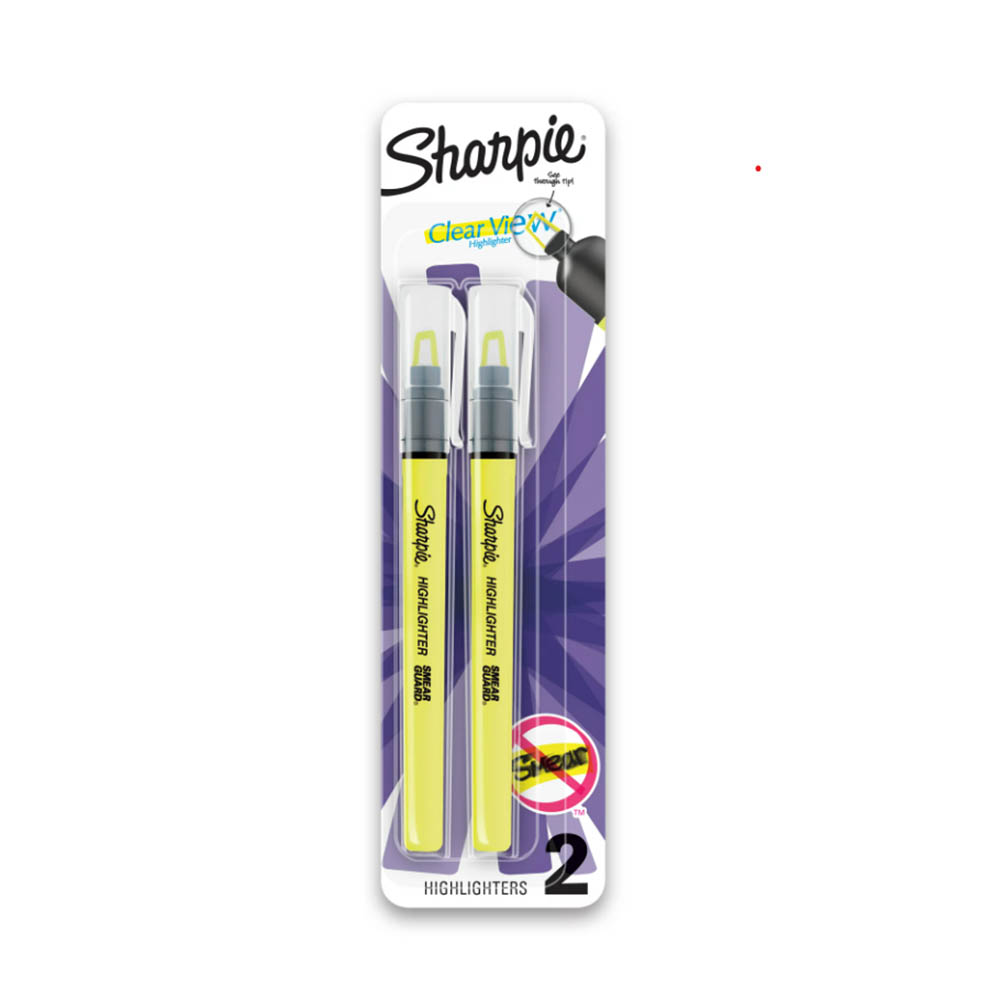 Image for SHARPIE CLEAR VIEW HIGHLIGHTER STICK SEE-THROUGH CHISEL YELLOW PACK 2 from Aztec Office National