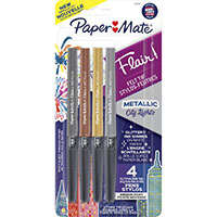 papermate flair felt tip pen medium metallic city lights 0.7mm pack 4