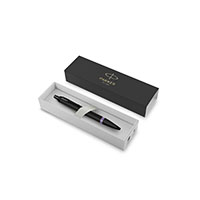 parker im ballpoint pen vibrant rings satin black with amethyst purple accents