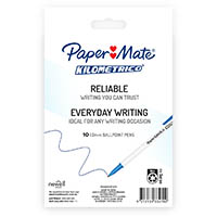 paper mate kilometrico ballpoint pens medium blue pack 10