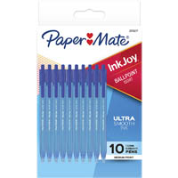 papermate inkjoy 100rt retractable ballpoint pen 1.0mm blue pack 10