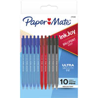 papermate inkjoy 100rt retractable ballpoint pen 1.0mm business assorted pack 10