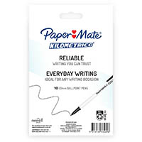 paper mate kilometrico ballpoint pens medium black pack 10