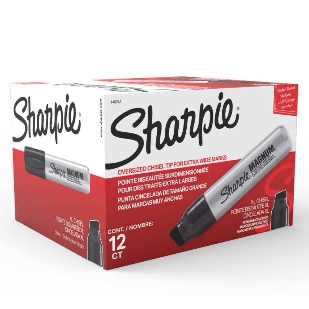 Image for SHARPIE MAGNUM PERMANENT MARKER CHISEL XL BLACK PACK 12 from Two Bays Office National