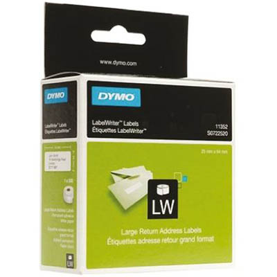 Image for DYMO 11352 LW RETURN ADDRESS LABELS 25 X 54MM WHITE ROLL 500 from Complete Stationery Office National (Devonport & Burnie)