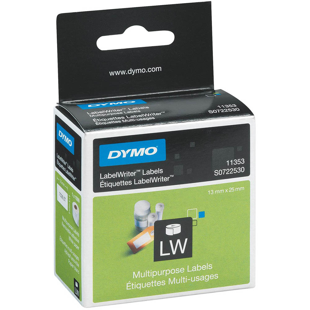 Image for DYMO 11353 LW MULTI-PURPOSE LABELS 13 X 25MM WHITE ROLL 1000 from Complete Stationery Office National (Devonport & Burnie)