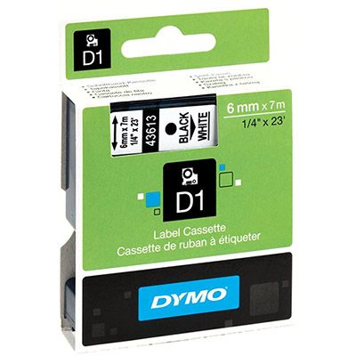 Image for DYMO 43613 D1 LABELLING TAPE 6MM X 7M BLACK ON WHITE from Emerald Office Supplies Office National