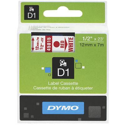 Image for DYMO 45015 D1 LABELLING TAPE 12MM X 7M RED ON WHITE from Complete Stationery Office National (Devonport & Burnie)