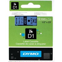 dymo 45016 d1 labelling tape 12mm x 7m black on blue
