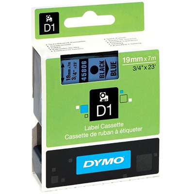 Image for DYMO 45806 D1 LABELLING TAPE 19MM X 7M BLACK ON BLUE from Surry Office National