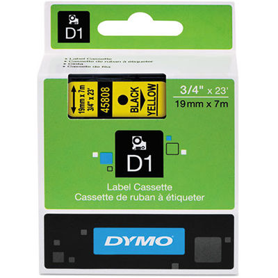Image for DYMO 45808 D1 LABELLING TAPE 19MM X 7M BLACK ON YELLOW from Office National