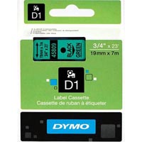 dymo 45809 d1 labelling tape 19mm x 7m black on green
