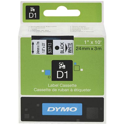 Image for DYMO 53713 D1 LABELLING TAPE 24MM X 7M BLACK ON WHITE from Connelly's Office National