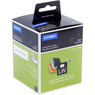 Image for DYMO 99019 LW LEVER ARCH LABELS 59 X 190MM WHITE ROLL 100 from Surry Office National