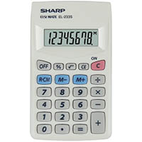 sharp el-233s basic function 8 digit calculator white