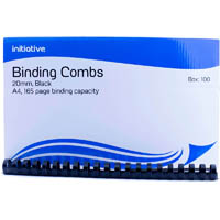 initiative plastic binding comb round 21 loop 20mm a4 black box 100