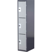 steelco school heavy duty locker 3 door 380mm dark/light grey