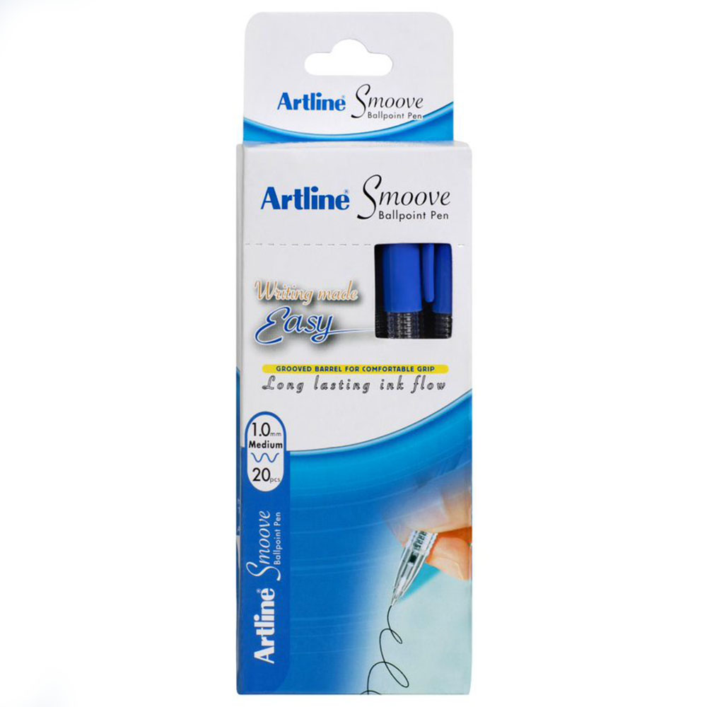 artline smoove ballpoint pen medium 1.0mm blue box 20