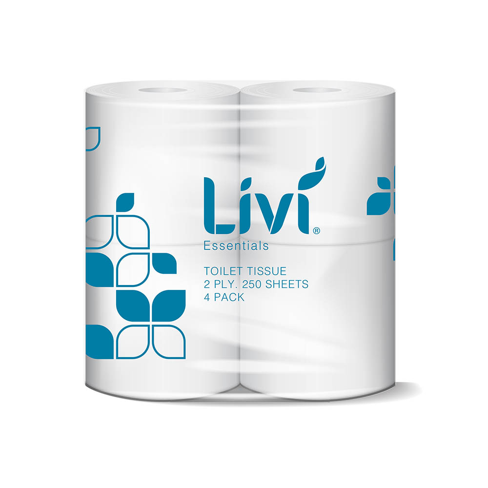 Image for LIVI ESSENTIALS TOILET TISSUE 2-PLY 250 SHEET 4 PACK CARTON 12 from Office National Limestone Coast