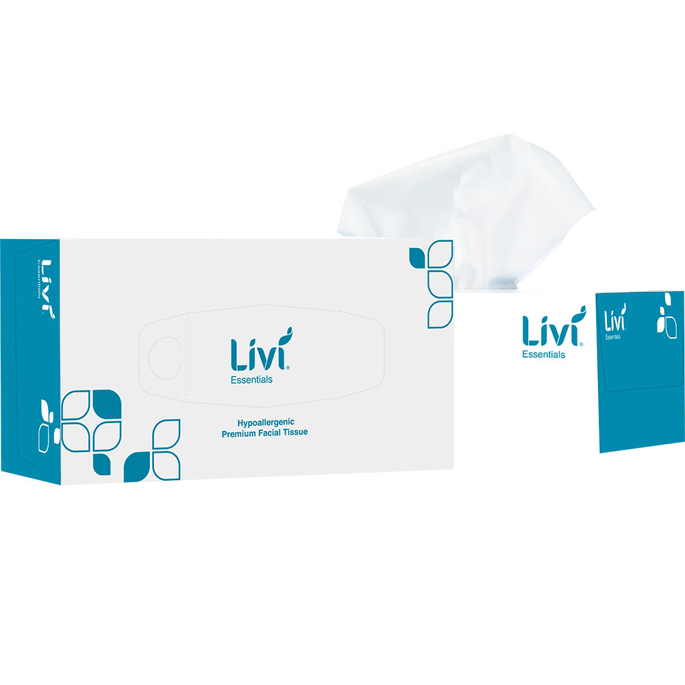 Image for LIVI ESSENTIALS FACIAL TISSUES HYPOALLERGENIC 2-PLY 200 SHEET from Complete Stationery Office National (Devonport & Burnie)