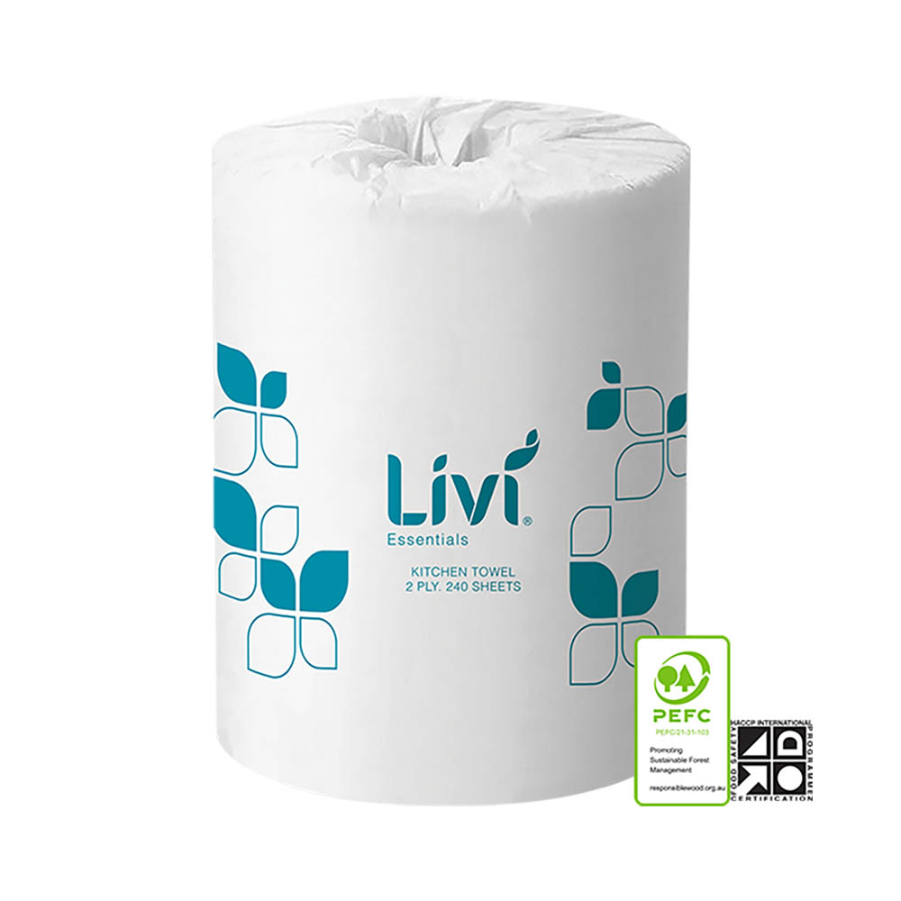 Image for LIVI ESSENTIALS KITCHEN ROLL TOWEL 2-PLY 240 SHEET CARTON 12 from Office National