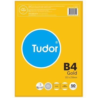 Image for TUDOR B4 ENVELOPES POCKET PLAINFACE STRIP SEAL 100GSM 353 X 250MM GOLD PACK 50 from PaperChase Office National