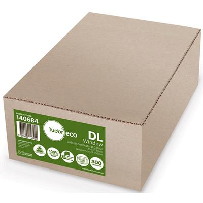 Image for TUDOR DL ENVELOPES ECO 100% RECYCLED WALLET WINDOWFACE STRIP SEAL 80GSM 110 X 220MM UNBLEACHED BOX 500 from Office National Sydney Stationery