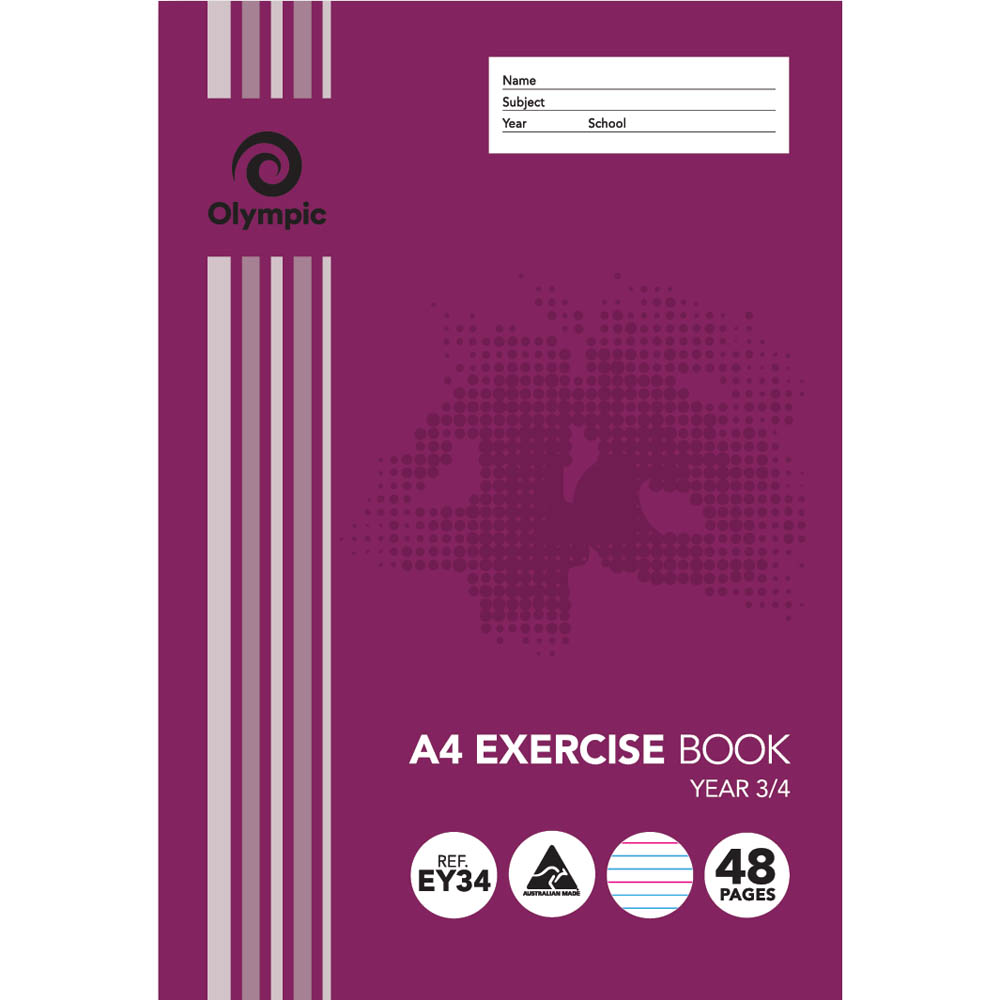 Image for OLYMPIC EY34 EXERCISE BOOK YEAR 3/4 12MM RULED 55GSM 48 PAGE A4 from Office National Kalgoorlie
