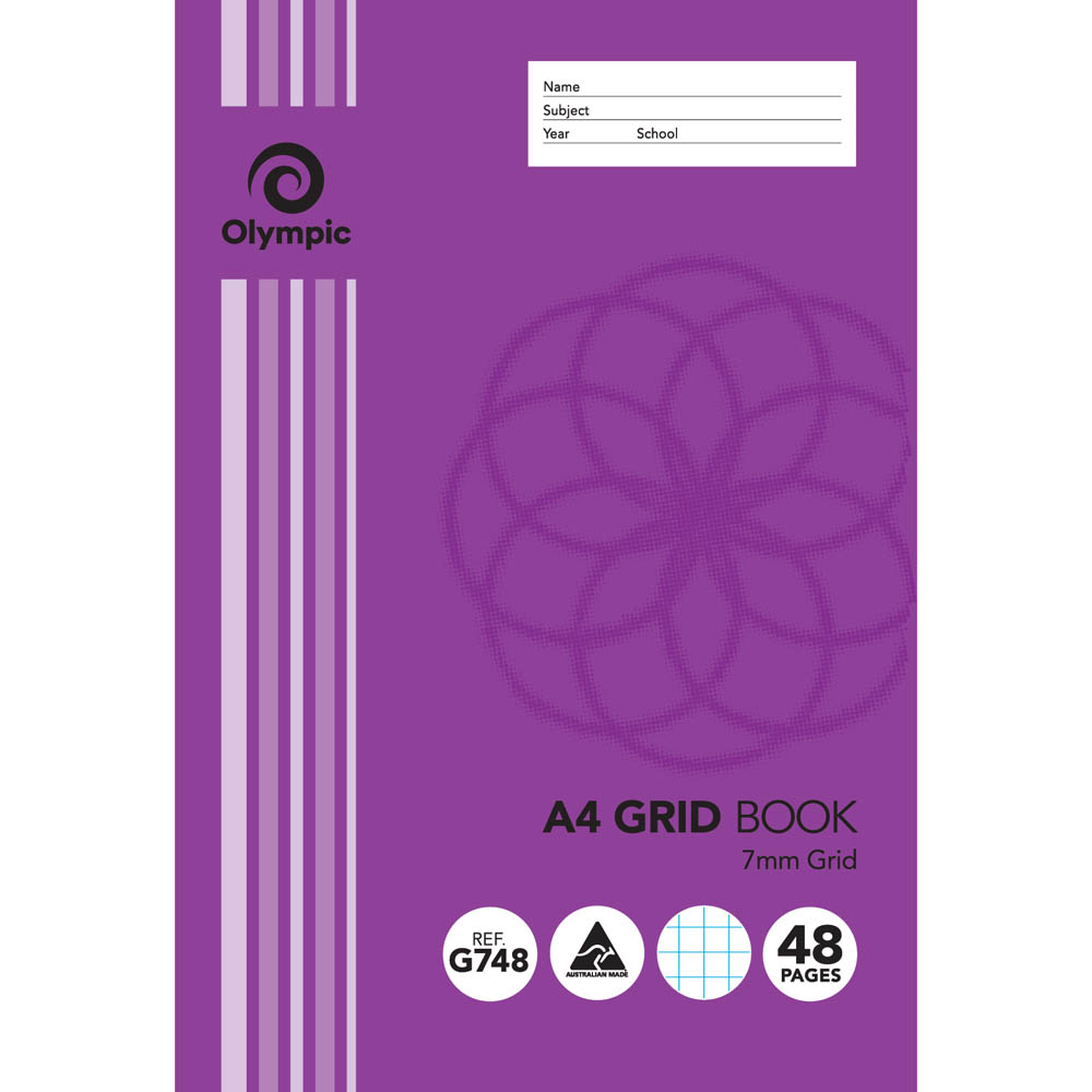 Image for OLYMPIC G748 GRID BOOK 7MM GRID 55GSM 48 PAGE A4 from Office National Capalaba