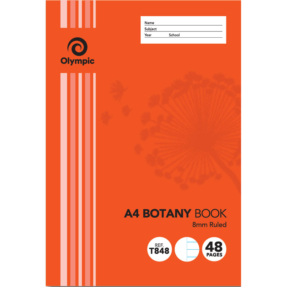 Image for OLYMPIC T848 BOTANY BOOK FEINT RULED 8MM 55GSM 48 PAGE A4 PACK 20 from OFFICE NATIONAL CANNING VALE