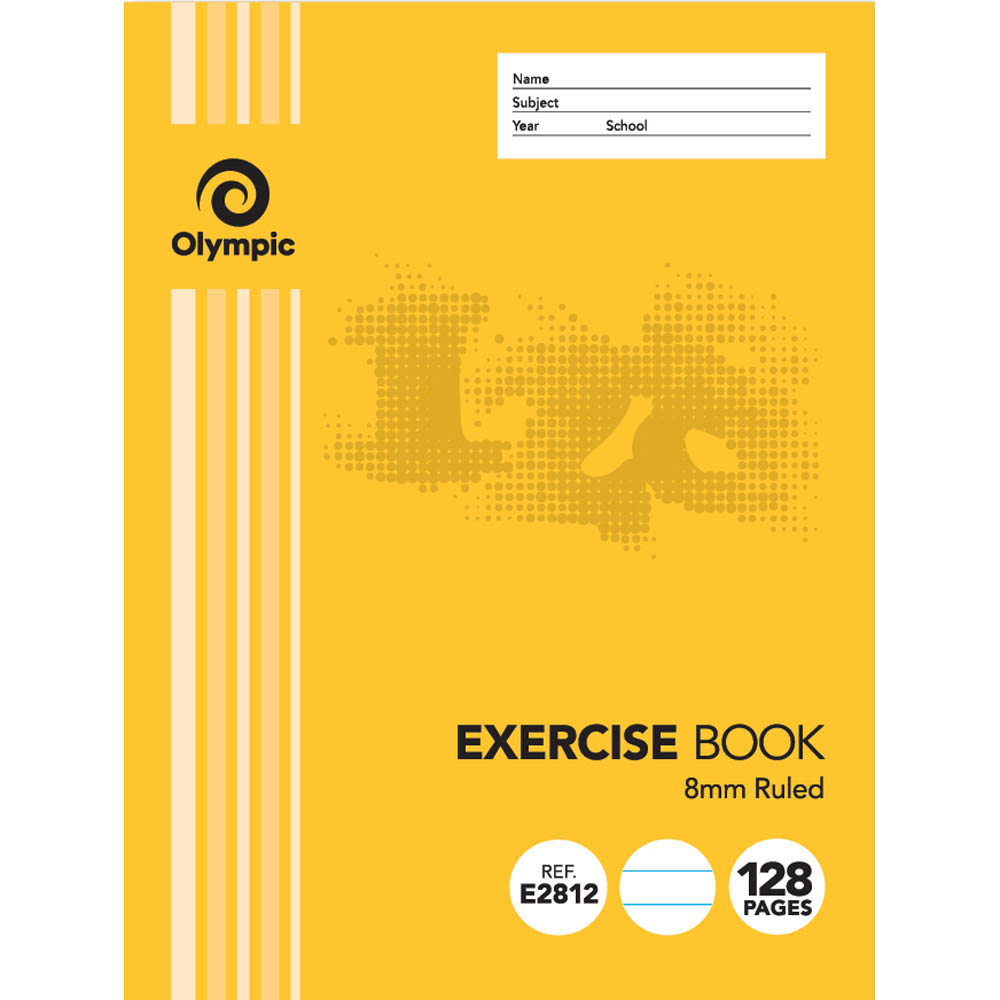 Image for OLYMPIC E2812 EXERCISE BOOK 8MM FEINT RULED 55GSM 128 PAGE 225 X 175MM from SBA Office National - Darwin
