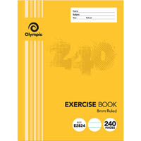 olympic e2824 exercise book 8mm feint ruled 55gsm 240 page 225 x 175mm