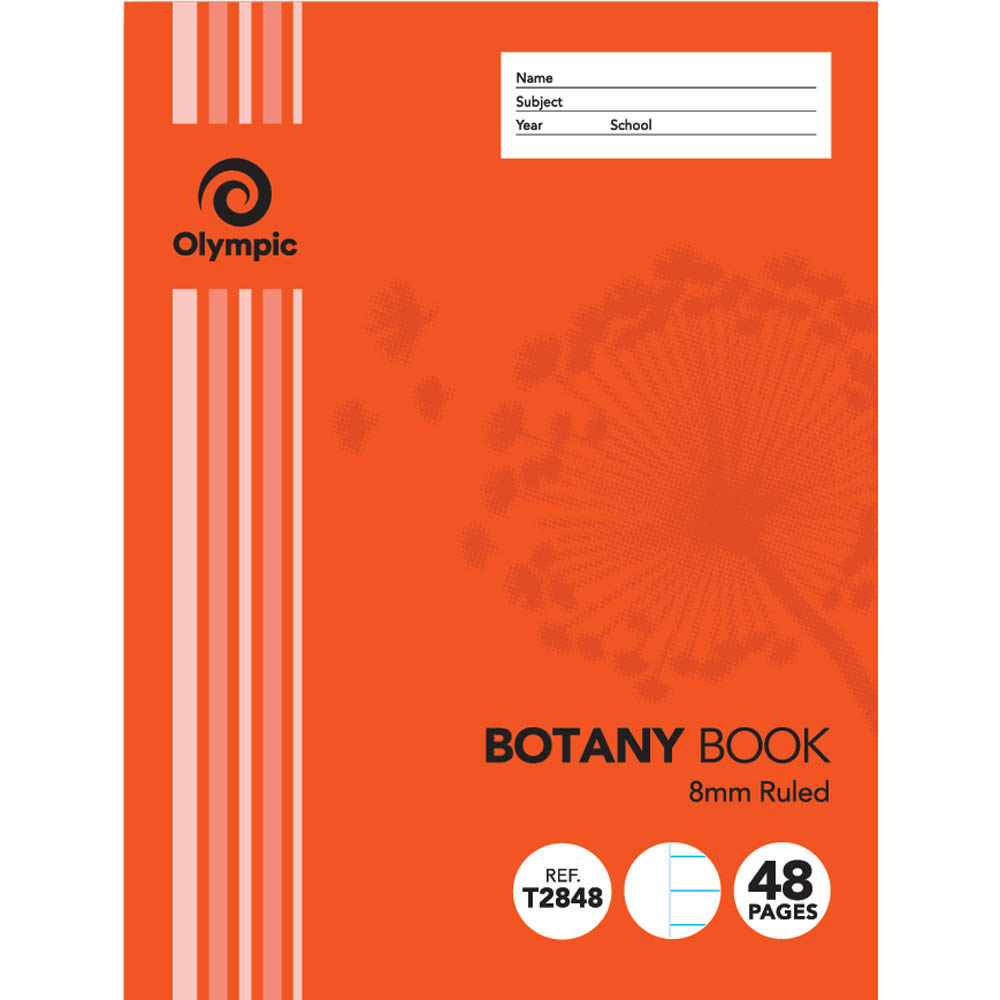 Image for OLYMPIC T2848 BOTANY BOOK 8MM RULED 55GSM 48 PAGE 225 X 175MM from BACK 2 BASICS & HOWARD WILLIAM OFFICE NATIONAL