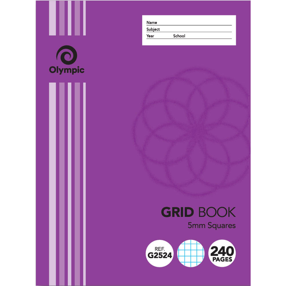 Image for OLYMPIC G2524 GRID BOOK 5MM SQUARES 240 PAGE 55GSM 225 X 175MM from OFFICE NATIONAL CANNING VALE