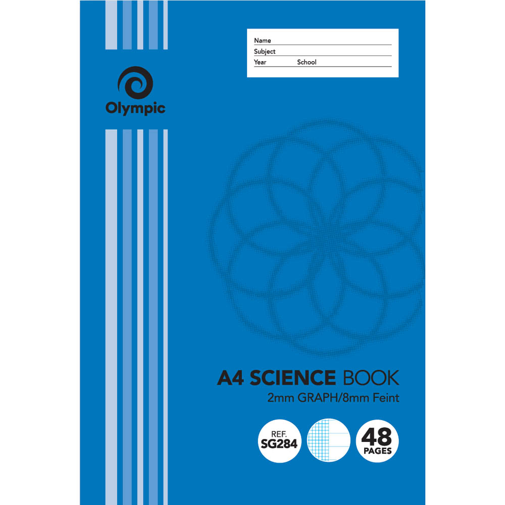 Image for OLYMPIC SG284 SCIENCE BOOK 2MM GRAPH 8MM RULED 48 PAGE 55GSM A4 PACK 20 from Surry Office National