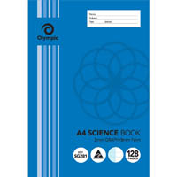 olympic sg281 science book 2mm graph 8mm ruled 128 page 55gsm a4 pack 10