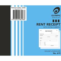 olympic 619 rent receipt book carbon duplicate 100 leaf 100 x 125mm